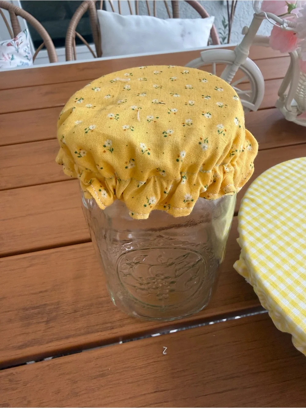 Yellow Gingham Reusable Jar Covers - Home Kitchen…